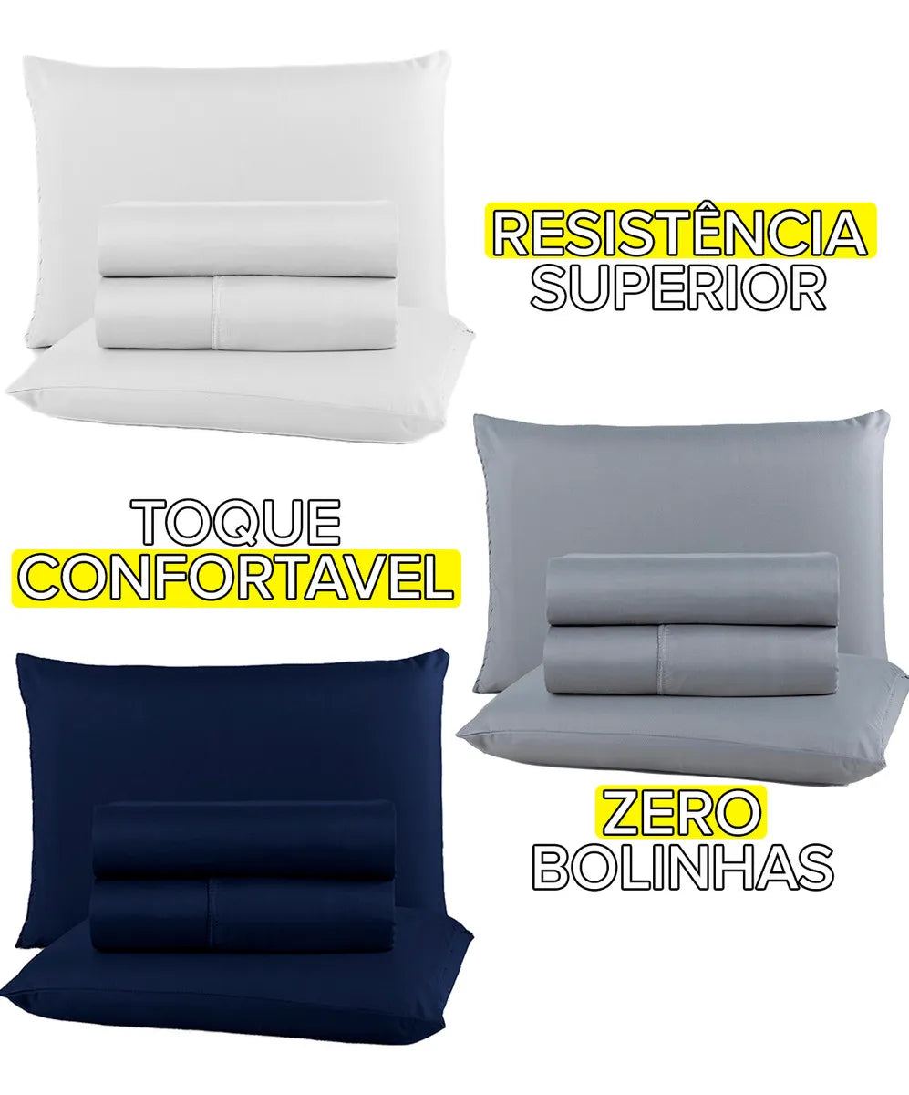 Jogo De Lençol Casal 400 Fios 4 Peças Conforto Premium