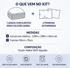 Jogo De Lençol Casal Queen 3 Peças Estampado Malha 100% Algodão