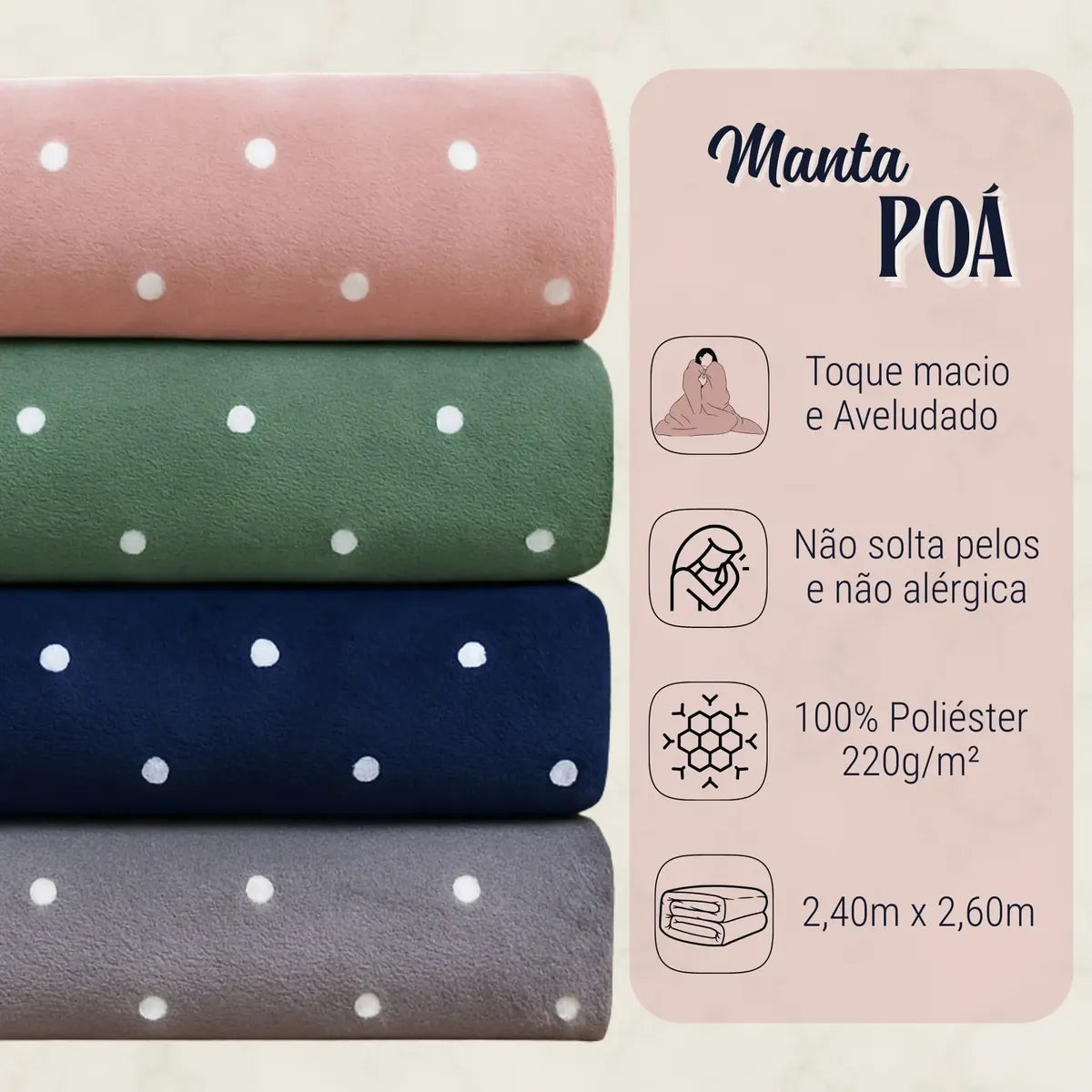 Manta Cobertor King 2,40x2,60 Microfibra Grossa Macia Poa