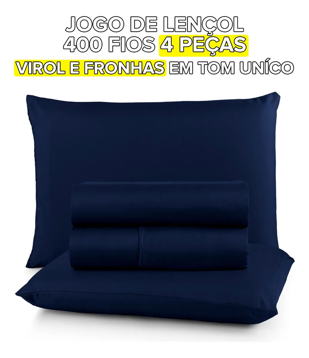 Jogo De Lençol Casal 400 Fios 4 Peças Conforto Premium