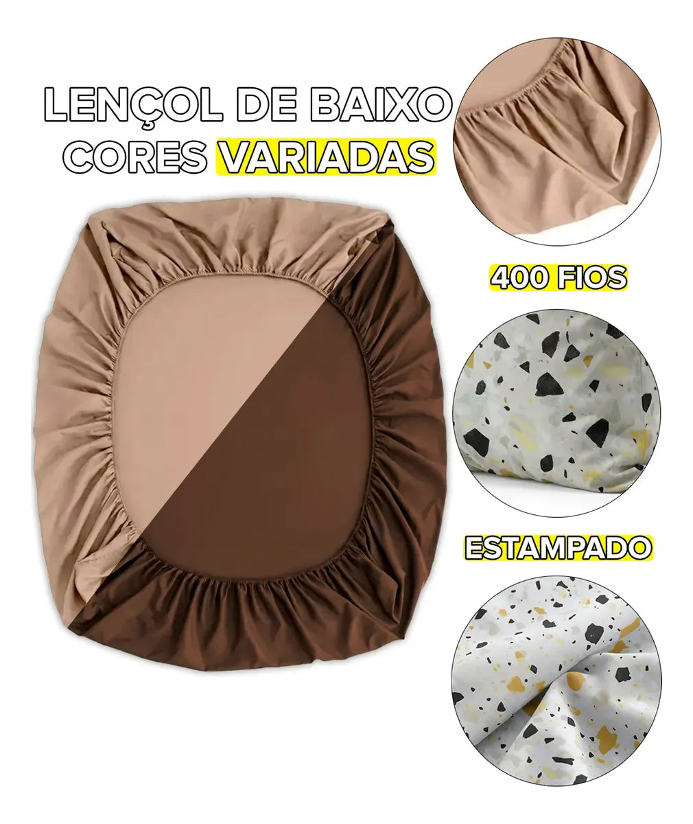 Jogo De Lençol Queen 400 Fios 4 Peças Toque Macio Conforto