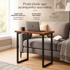 Mesa Lateral Apoio Suporte Sofá Notebook Industrial Pé Ferro