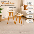 Conjunto Mesa De Centro Apoio Lateral Duas Mesinhas Canto