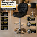 Banqueta Confort Material Ecológico Regulagem De Altura Cor Preto