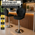 Banqueta Confort Material Ecológico Regulagem De Altura Cor Preto