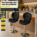 Banqueta Confort Material Ecológico Regulagem De Altura Cor Preto