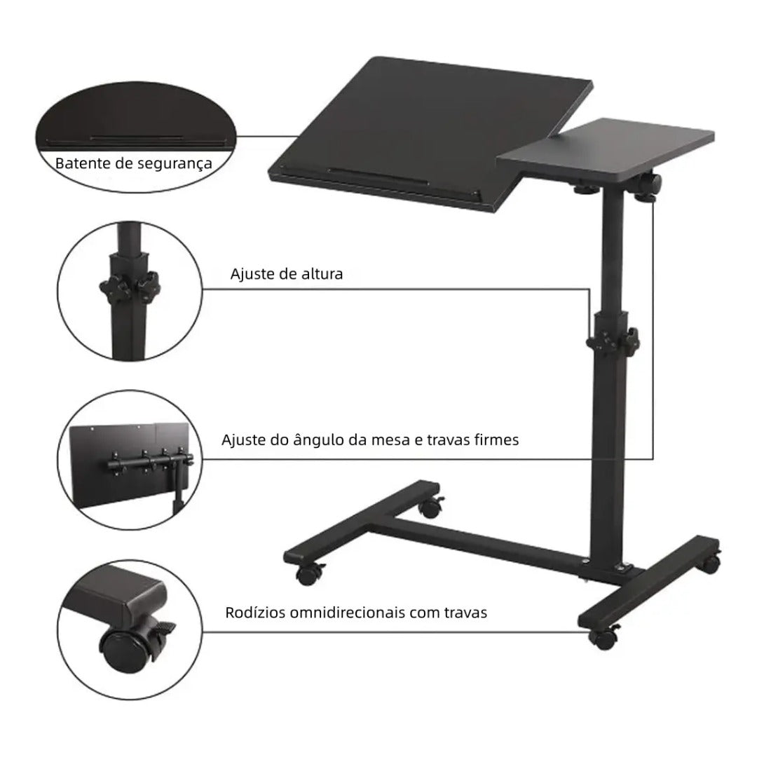 Mesa Apoio De Canto Lateral Notebook Para Sofá Cama Reguláve