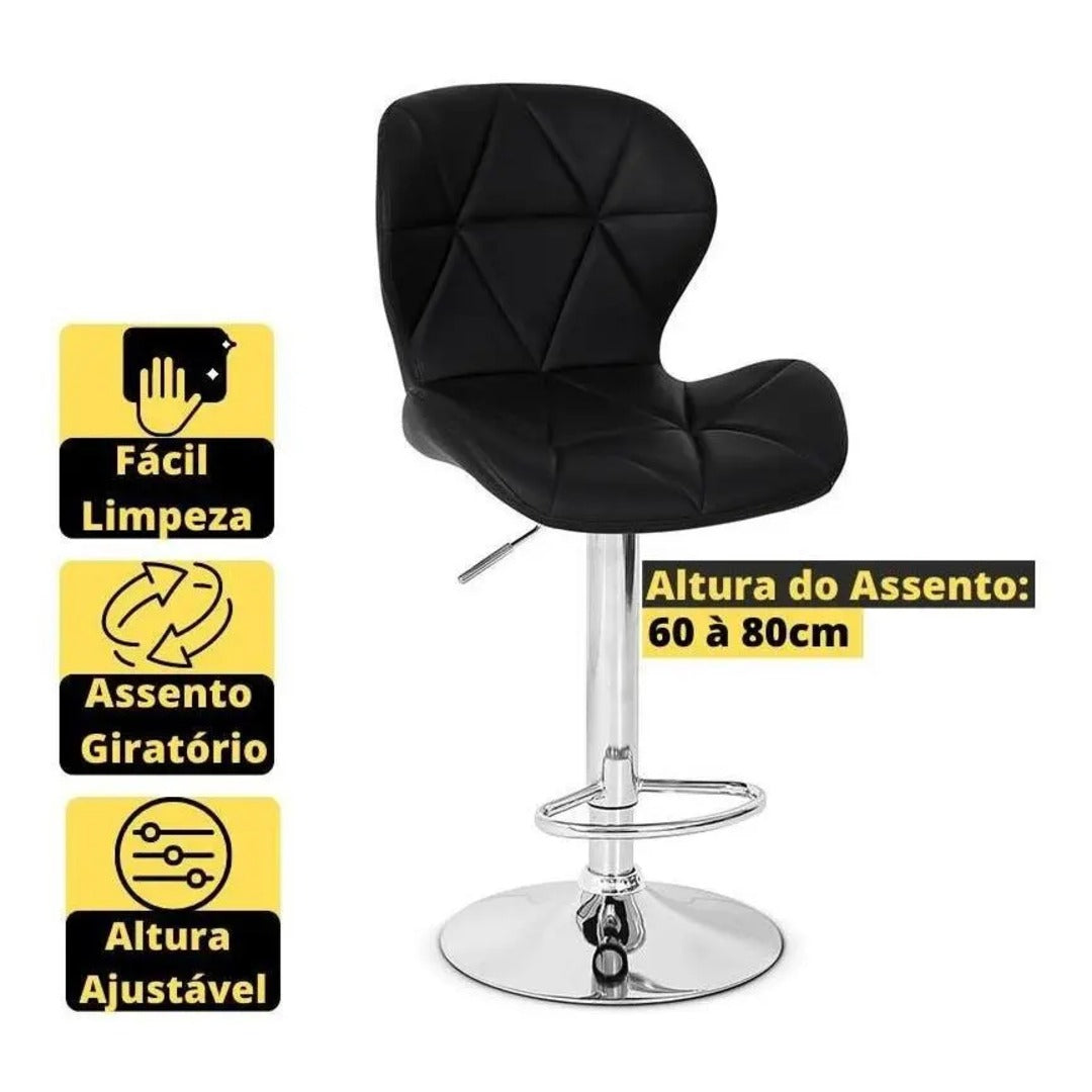 Banqueta Confort Material Ecológico Regulagem De Altura Cor Preto