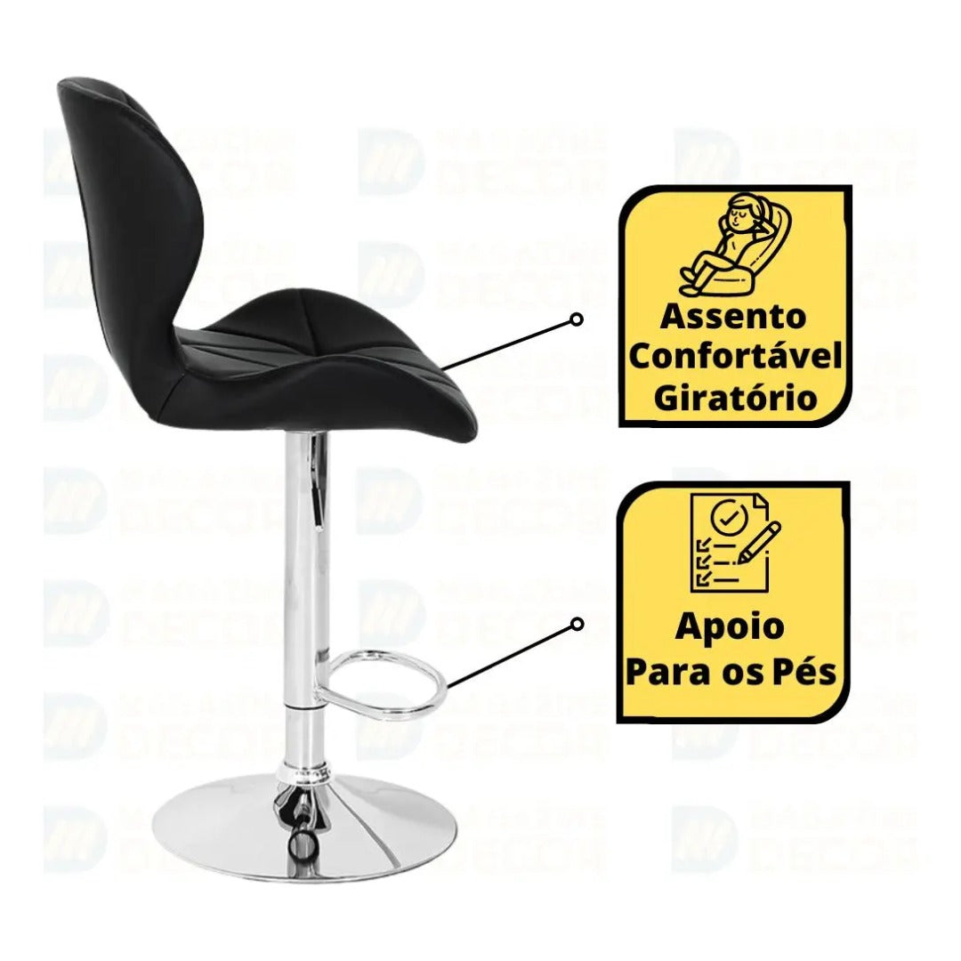 Banqueta Confort Material Ecológico Regulagem De Altura Cor Preto