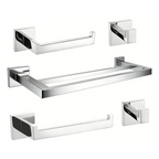 Kit 5 Acessórios Banheiro Inox 304 Toalheiro Duplo Genérica Kit5 60cm cor prateado