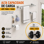 Kit 5 Acessórios Banheiro Inox 304 Toalheiro Duplo Genérica Kit5 60cm cor prateado