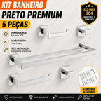 Kit 5 Acessórios Banheiro Inox 304 Toalheiro Duplo Genérica Kit5 60cm cor prateado